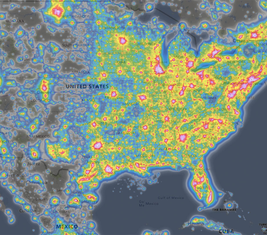Where light pollution is growing in the United States